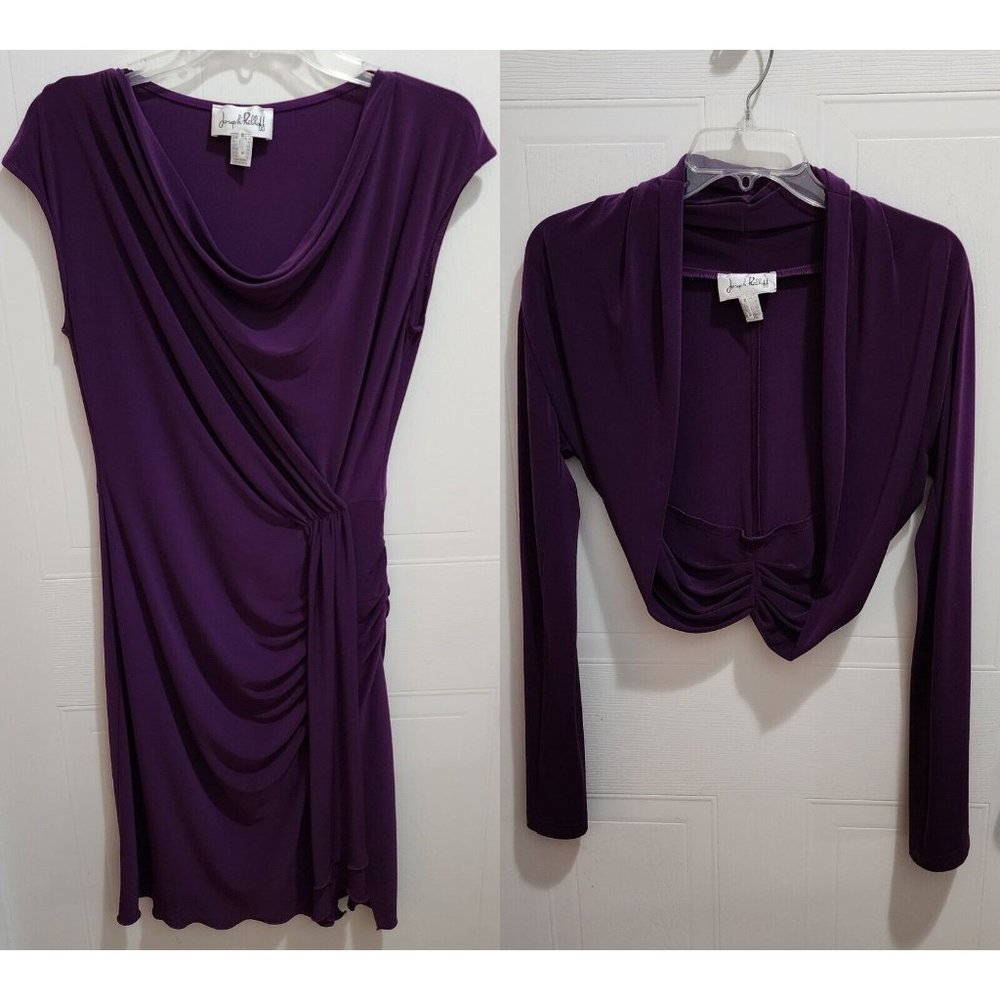 Joseph Ribkoff Women's Dress/Shrug 2 Piece Set Polyester Blend Solid Purple Sz 8